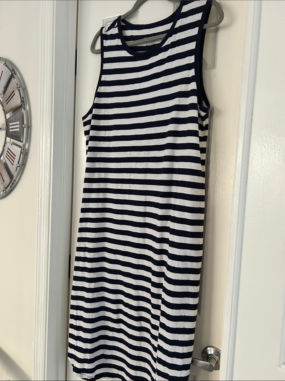 Time and Tru Navy and White Striped Sleeveless Maxi Dress